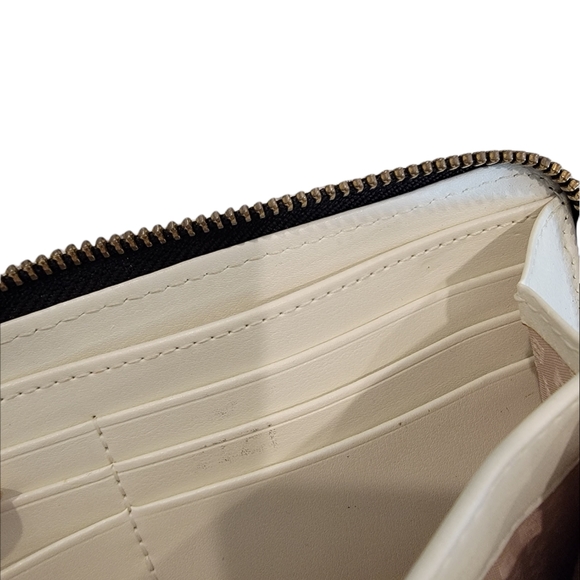 KATE SPADE Daycation Neda Zip Around Wallet Coated Canvas Black White Bows Print - Picture 4 of 7